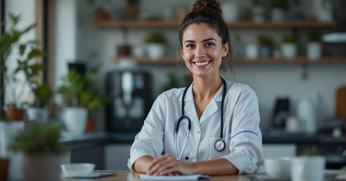 Infirmière en tenue professionnelle consulte ses fiches de paie — infirmière salaire net en France