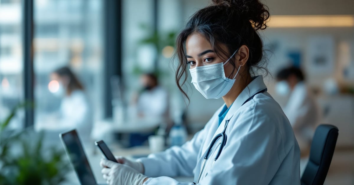 Médecin consultant son numéro RPPS sur un document officiel dans un cabinet médical moderne