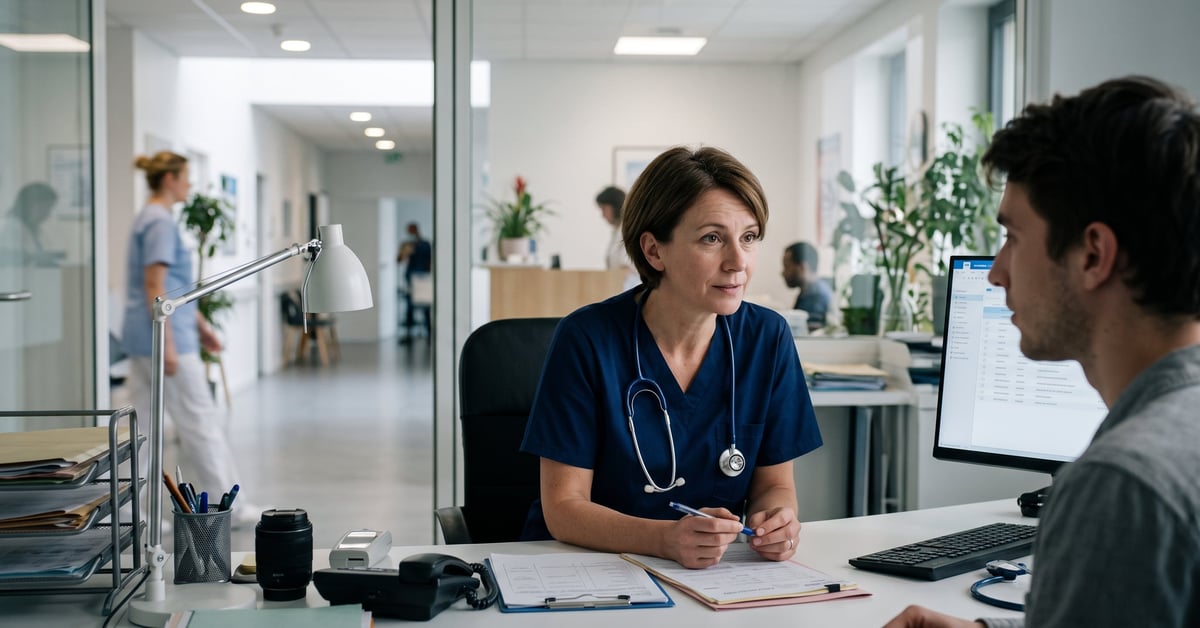 Médecin généraliste en consultation, illustration du salaire moyen d'un généraliste en France